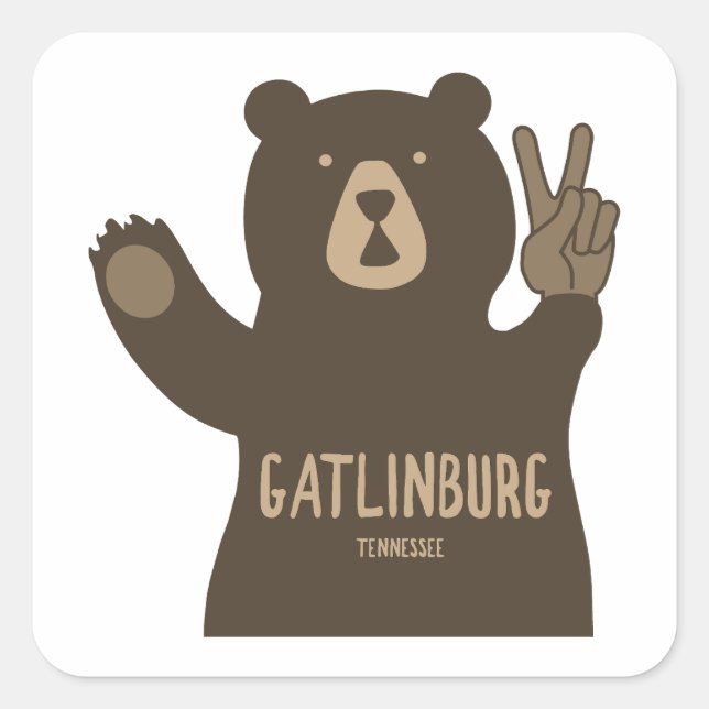 Gatlinburg Tennessee Peace Bear Square Sticker (Front)