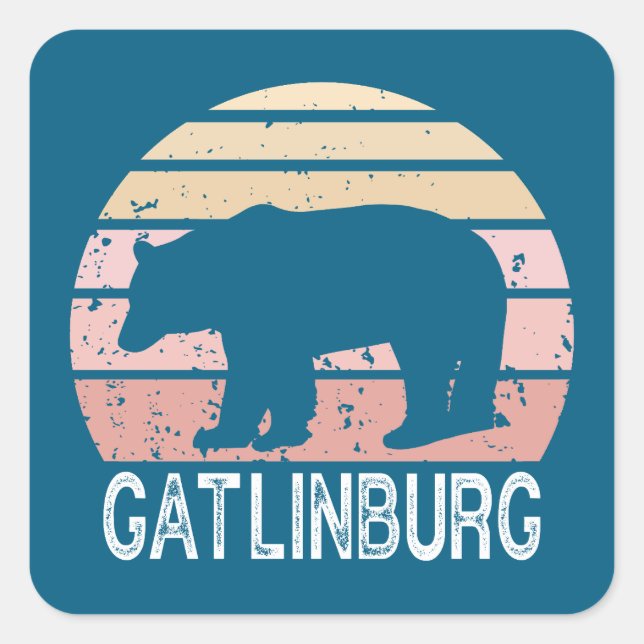 Gatlinburg Tennessee Retro Bear Square Sticker (Front)