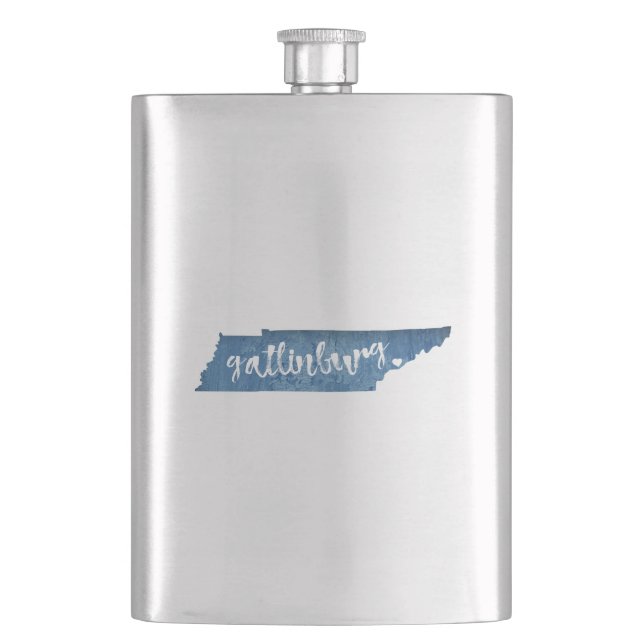 Gatlinburg Tennessee Wood Grain Hip Flask (Front)