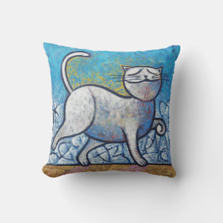 Gato Azul (Picasso ao Luar) - Arte Cubista Moderna Throw Pillow
