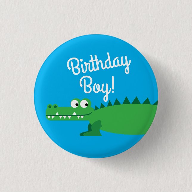 Gator Alligator Crocodile Kids 1st Birthday Party 1 Inch Round Button (Front)