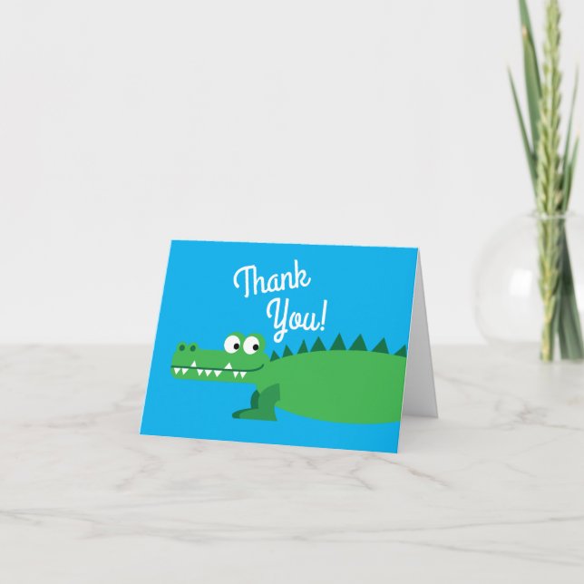 Gator Alligator Crocodile Kids 1st Birthday Party Card (Front)