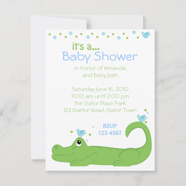Gator and Blue Birds Invitation (Front)
