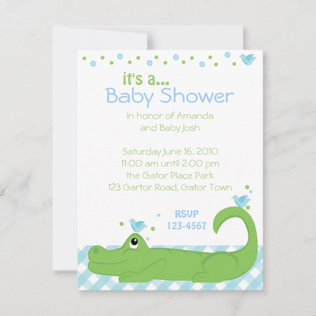 Gator and Blue Birds Invitation (Front)