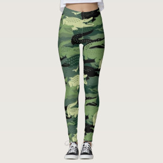 Gator Camo Leggings Cute Alligator Camouflage Patt