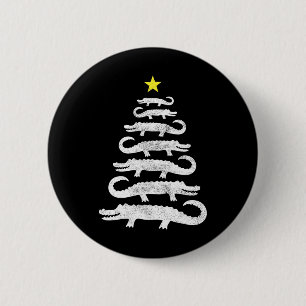 Gator Christmas Tree Wild Alligator Xmas Funny A  2 Inch Round Button