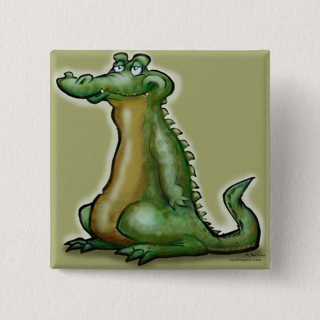 Gator Dude 2 Inch Square Button (Front)