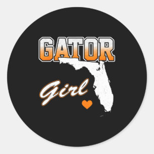 Gator Girl Florida Heart Map Souvenir Gift For Wom Classic Round Sticker