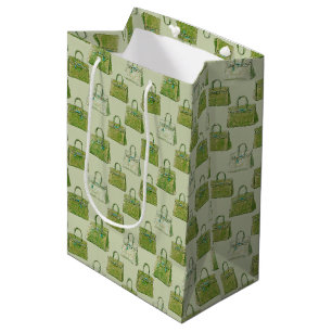 Gator Green Croc Texture Handbag Fashion Pattern Medium Gift Bag