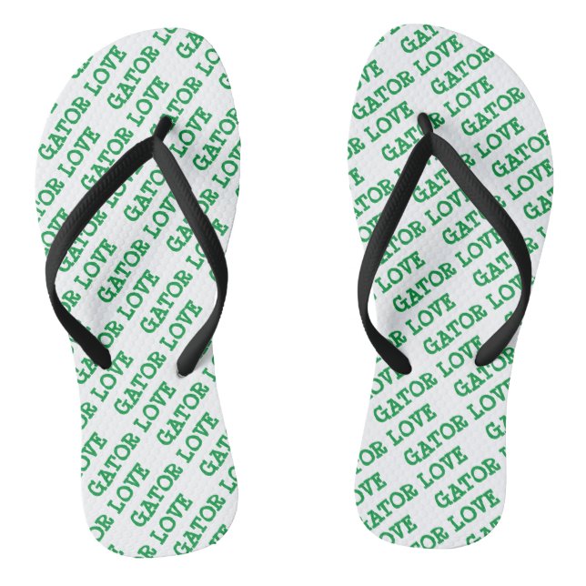 Gator Love Green Tiled Beach Flip Flops (Footbed)