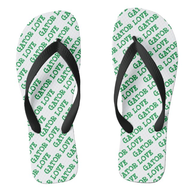 Gator Love Green Tiled Beach Flip Flops (Footbed)