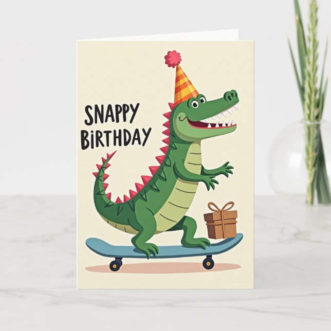 Gator Skateboard Birthday Card (Front)