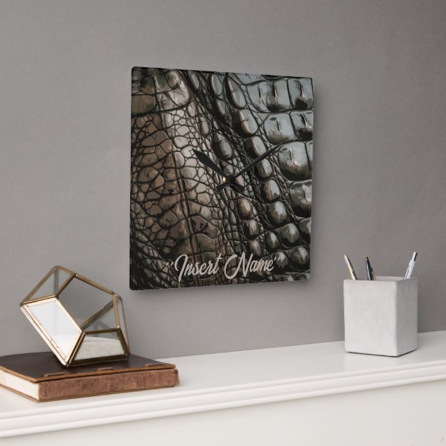 Gator Texture Square Wall Clock (Office)