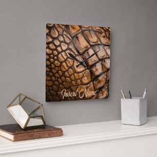 Gator Texture Square Wall Clock