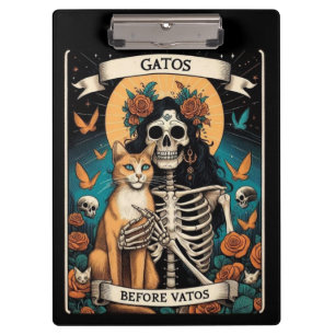 Gatos Before Vatos Tarot Card   Skeleton Woman  Clipboard