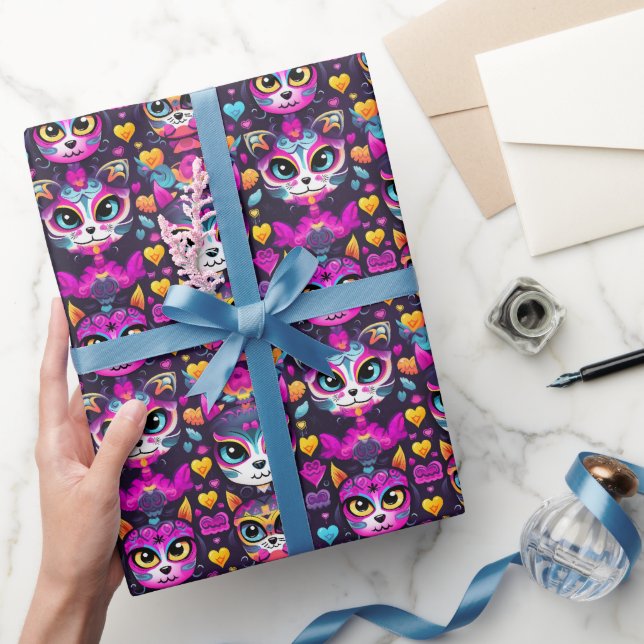😻Gatos de Muertos Fiesta Wrapping Paper (Gifting)