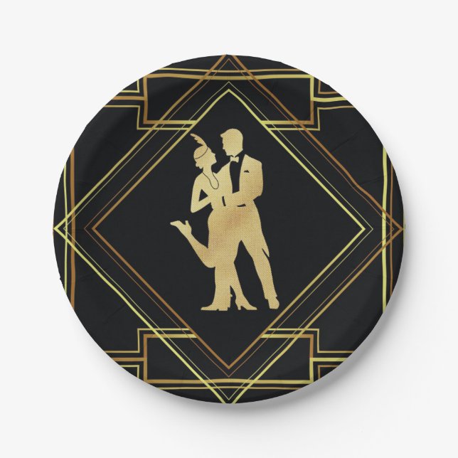 Gatsby 1920s Art deco geometric theme party Paper Plate (Front)