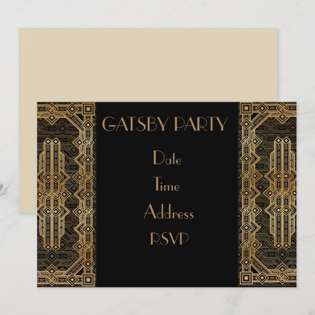 Gatsby 1920s costume party invitation (Front/Back)