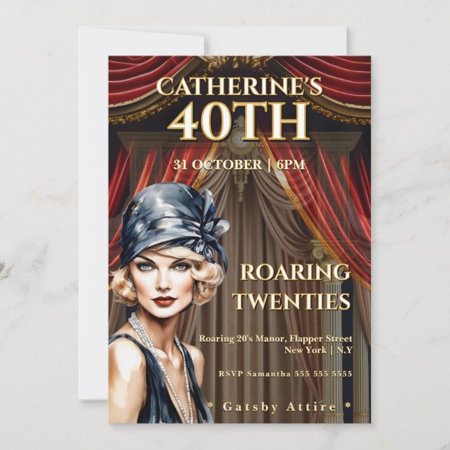 Gatsby 40th Birthday Party Invitation (Front)