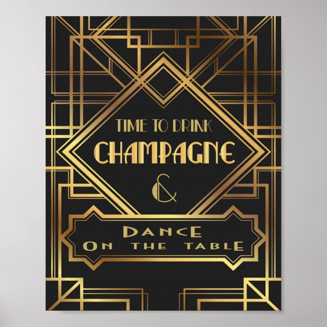 Gatsby a inspiré Time to Dragne Champagne Poster (Devant)