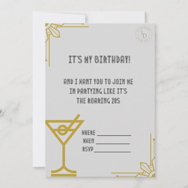 Gatsby - Années folles 20 Invitation d'anniversair (Devant)