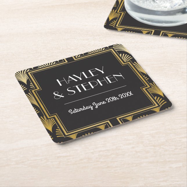Gatsby Art Deco 1920's Coasters Wedding Party (Angled)
