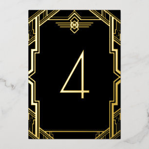 Gatsby Art Deco Black and Gold Table Number