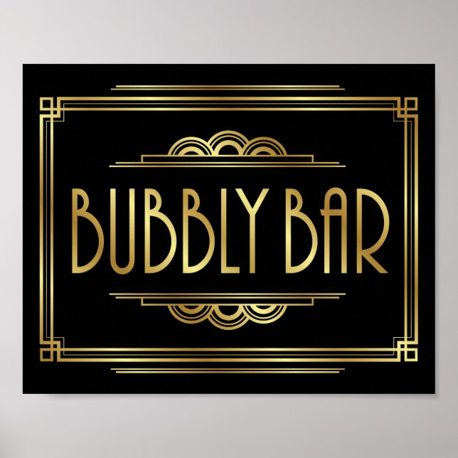 Gatsby Art Deco BUBBLY BAR Sign Print (Front)