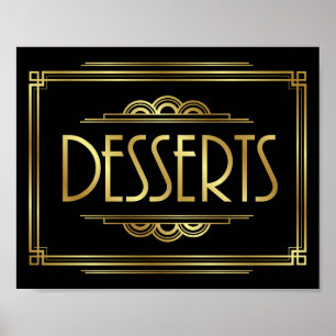 Gatsby Art Deco DESSERTS Sign Print