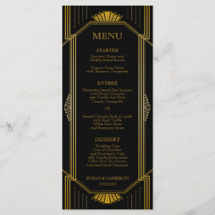 Gatsby Art Deco Dinner Menu Editable Colour