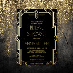 Gatsby Art Deco Gold and Black Bridal Shower<br><div class="desc">Introducing our Gatsby-inspired bridal shower invitations, the perfect choice for the bride-to-be with a love for all things vintage and glam. These elegant invitations feature a stunning Art Deco design, complete with sparkling gold foil accents and a sophisticated black and white colour scheme. The front of the card showcases a...</div>