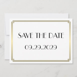 Gatsby Art Deco Gold Wedding Save The Date Card