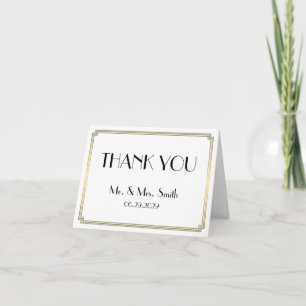 Gatsby Art Deco Gold Wedding Thank You Note Cards