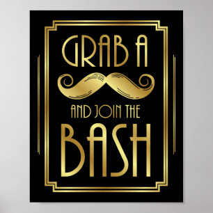 Gatsby Art Déco GRAB A MUSTACHE Signe Imprimer