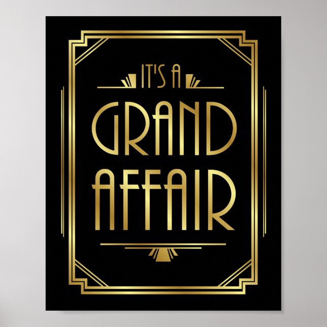 Gatsby Art Deco IT'S A GRAND AFFAIR Sign Print (Front)