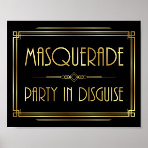 Gatsby Art Deco MASQUERADE Sign Print