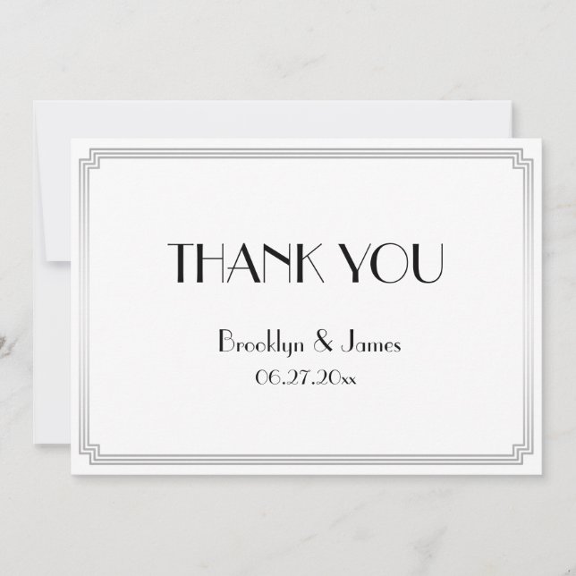 Gatsby Art Déco Merci Mariage Argent (Devant)
