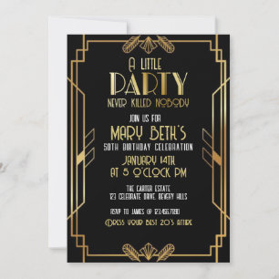 Gatsby, Art Deco, murder mystery Invitation