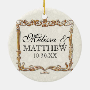 Gatsby Art Deco Nouveau Lace Faux Gold Tulip Ceramic Ornament