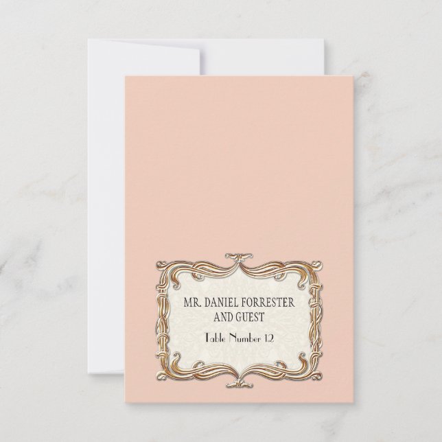 Gatsby Art Deco Nouveau Lace Faux Gold Tulip Invitation (Front)