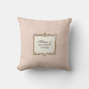 Gatsby Art Deco Nouveau Lace Faux Gold Tulip Throw Pillow