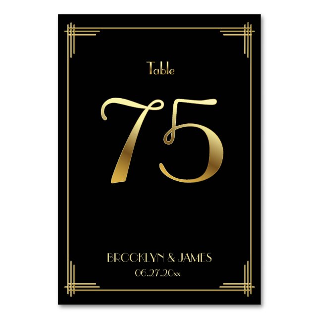 Gatsby Art Déco Numéro de table 75 Or Noir (Par défaut)