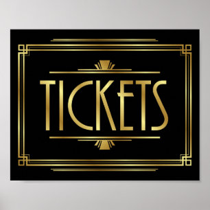 Gatsby Art Deco TICKETS Sign Print