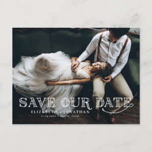 Gatsby Art Deco Typography Photo Save the Date Announcement Postcard