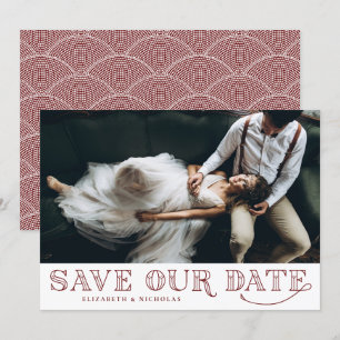 Gatsby Art Deco Typography Red Save the Date
