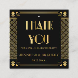Gatsby Art Deco Wedding Favour Tag   Custom Colour