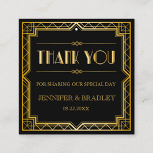 Gatsby Art Deco Wedding Favour Tag   Custom Colour