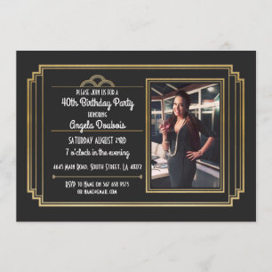 Gatsby Birthday Party 1920's Roaring Gold Invite