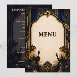 Gatsby flapper girls art deco wedding dinner menu