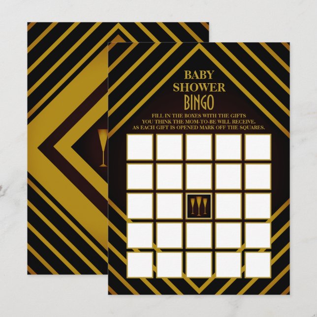Gatsby Gold 2020's Baby Shower Bingo Card (Front/Back)